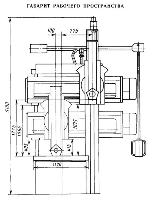1512Ф3 Габарит робочого простору та креслення загального виду токарно-карусельного верстата